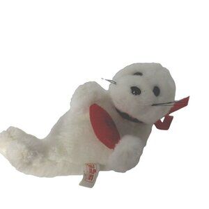 PBC International White Red Heart Seal Sealion Plush 8"